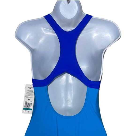 NWT Speedo No Wedgie Worries One Piece Swimsuit Youth 16 Girls Lined Patchwork - Picture 7 of 9